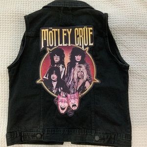 Motley Crue black jean womens vest Medium